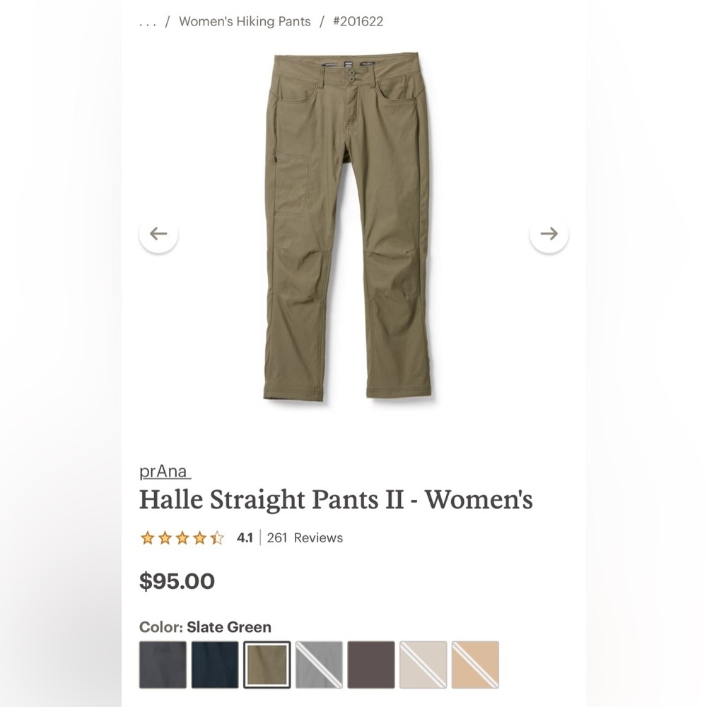 NWT Women’s Halle Straight Hiking Pants II - size 4 RG - slate green